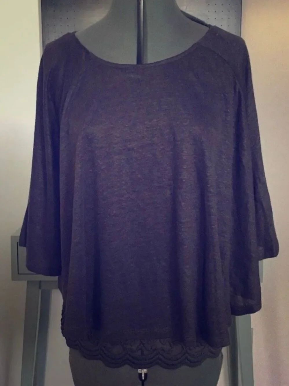 NEW Anthropologie AKEMI + KIN Knit Linen & Lace Cape Top Women’s XS - Picture 4 of 8